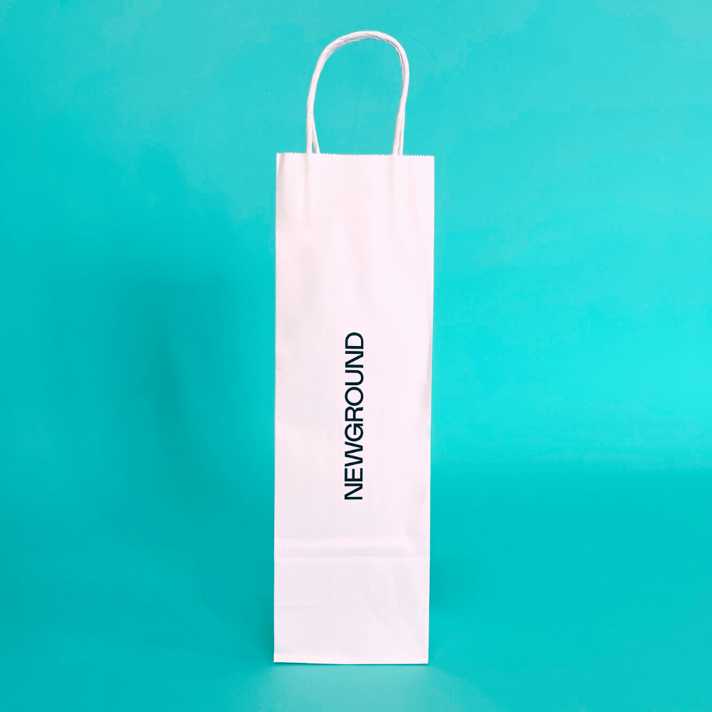 Customised Printed White Twist Handle Paper Carrier Bags - 110x85x360mm Customised Printed White Twist Handle Paper Carrier Bags - 110x85x360mm
