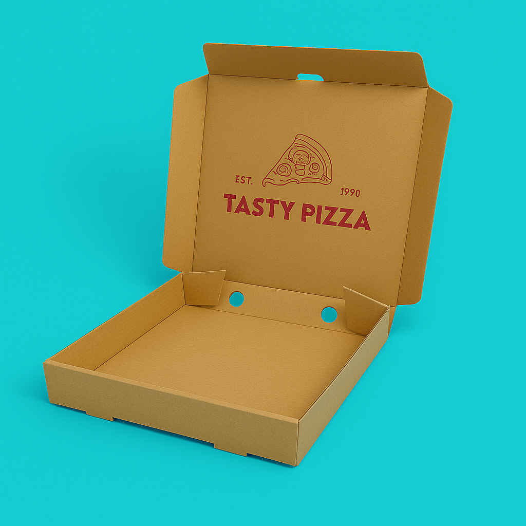 Customised Printed Brown 9 Inch Pizza Boxes - 229x229x38mm - Sample Customised Printed Brown 9 Inch Pizza Boxes - 229x229x38mm - Sample