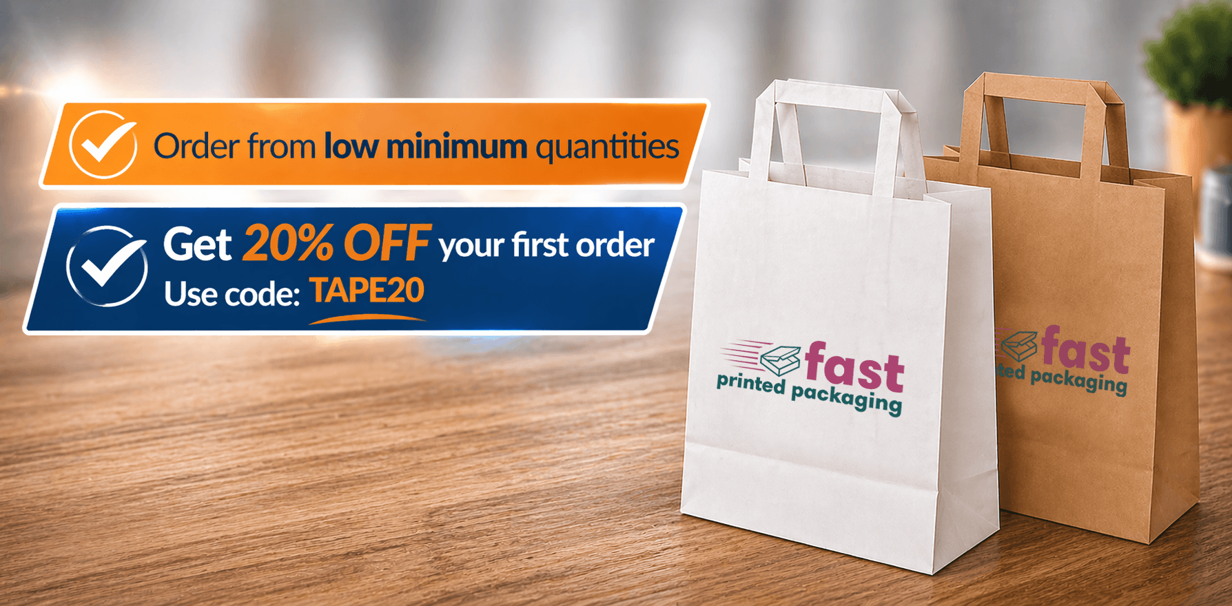 Custom Printed Tape Handle Paper Bags