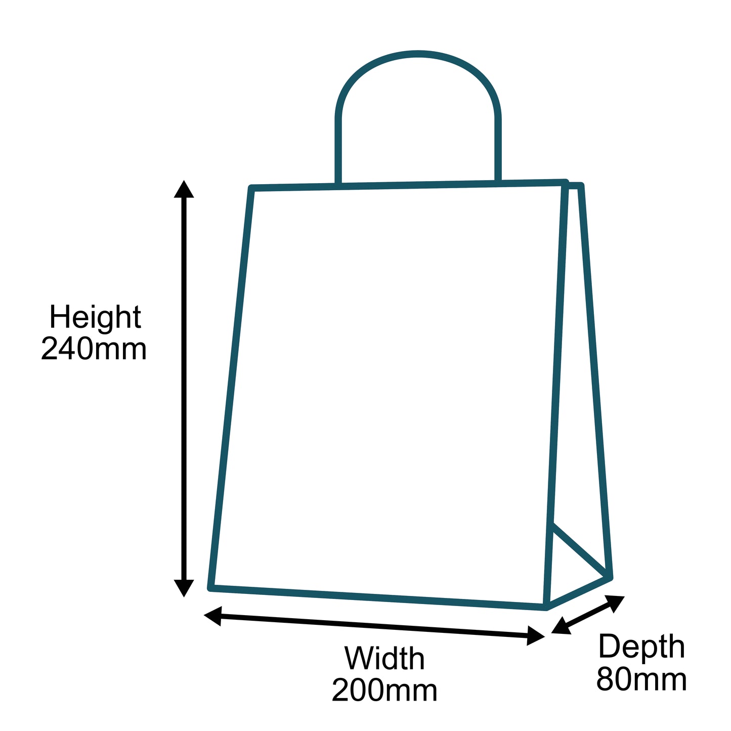 Customised Printed Ribbed Kraft Premium Brown Twist Handle Paper Carrier Bags - 200x80x240mm