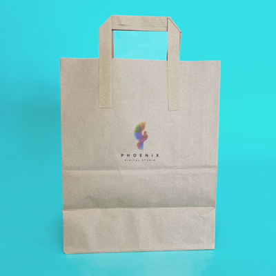Customised Printed Brown Tape Handle Paper Carrier Bags - 218x120x270mm - Sample