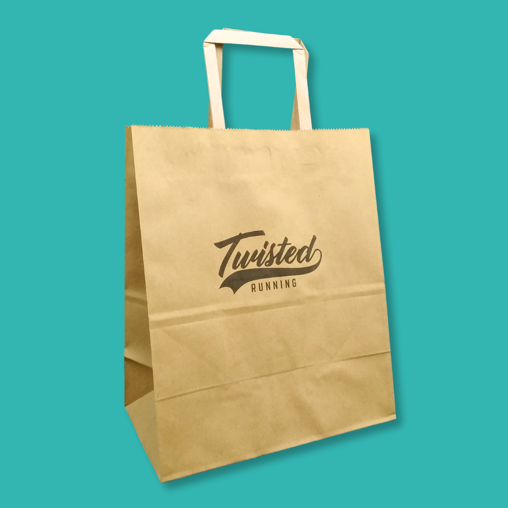 Customised Printed Brown Tape Handle Paper Carrier Bags - 254x140x295mm - Sample