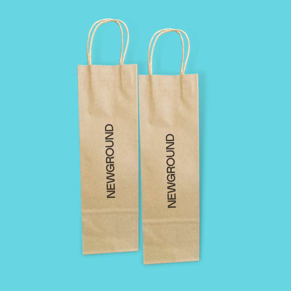 Customised Printed Brown Twist Handle Paper Carrier Bags - 110x85x360mm - Sample