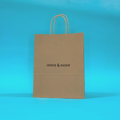 Customised Printed Brown Twist Handle Paper Carrier Bags - 190x80x210mm