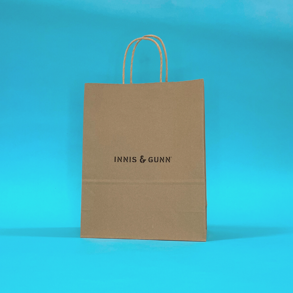 Customised Printed Brown Twist Handle Paper Carrier Bags - 190x80x210mm - Sample