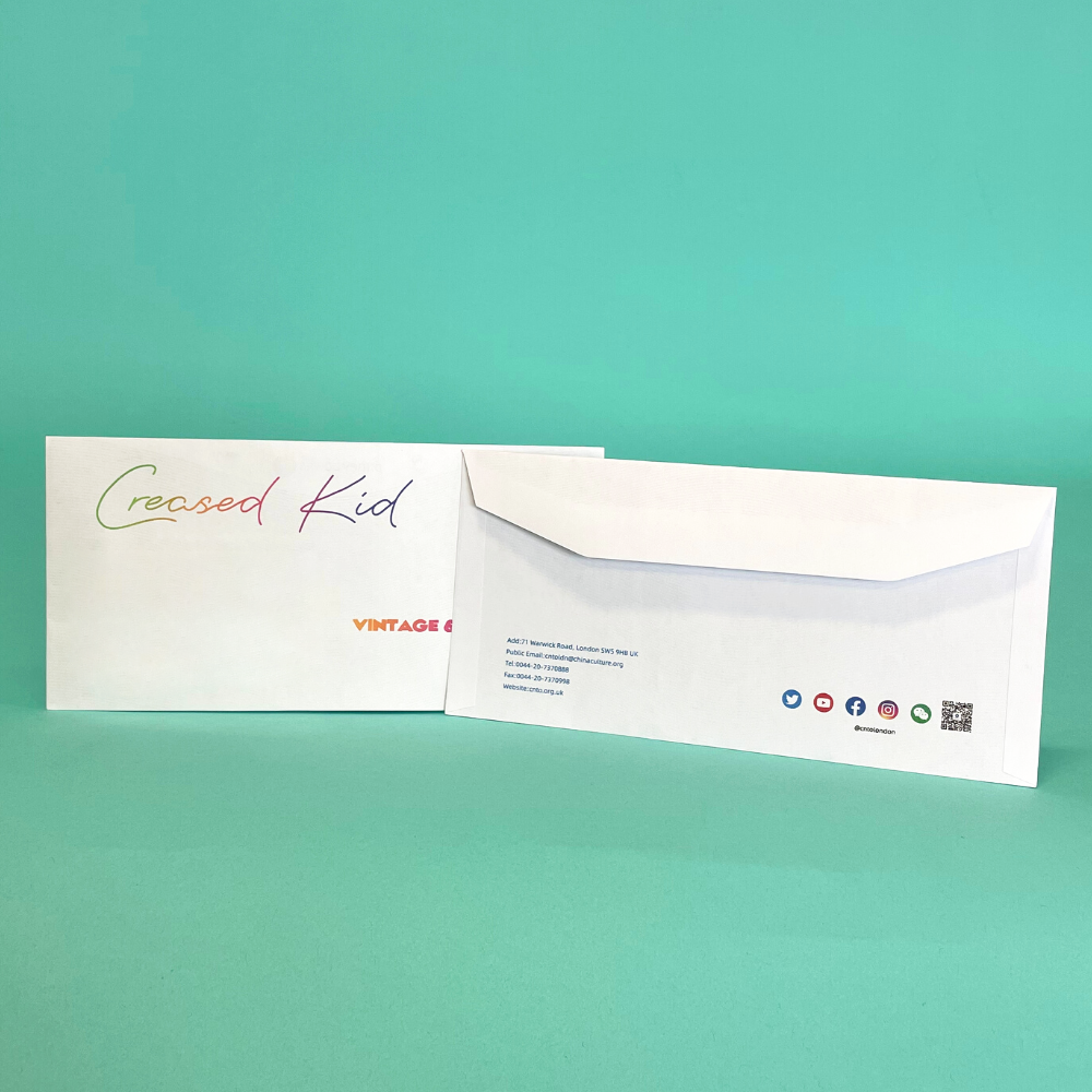 Customised Printed Gummed Folding Inserting Machine DL Non Windowed Envelopes - 114x235mm - Sample