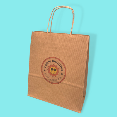 Customised Printed Ribbed Kraft Premium Brown Twist Handle Paper Carrier Bags - 200x80x240mm - Sample