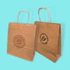 Customised Printed Ribbed Kraft Premium Brown Twist Handle Paper Carrier Bags - 200x80x240mm