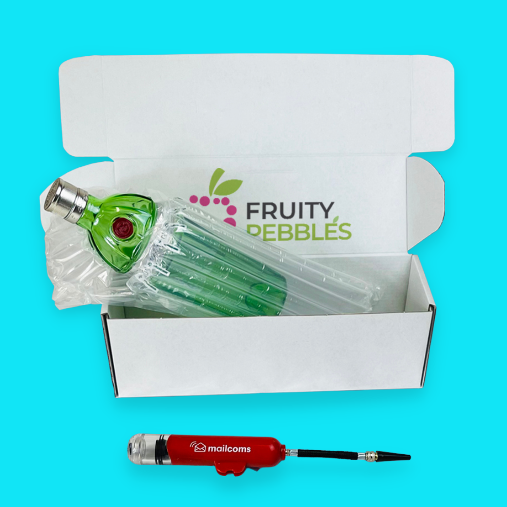 Customised Printed Single Bottle Air Packaging Kit - Includes Air Cushion Bags, White Postal Boxes & Hand Pump