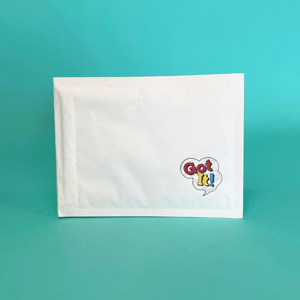 Customised Printed White Padded Envelopes - 100x165mm - Sample