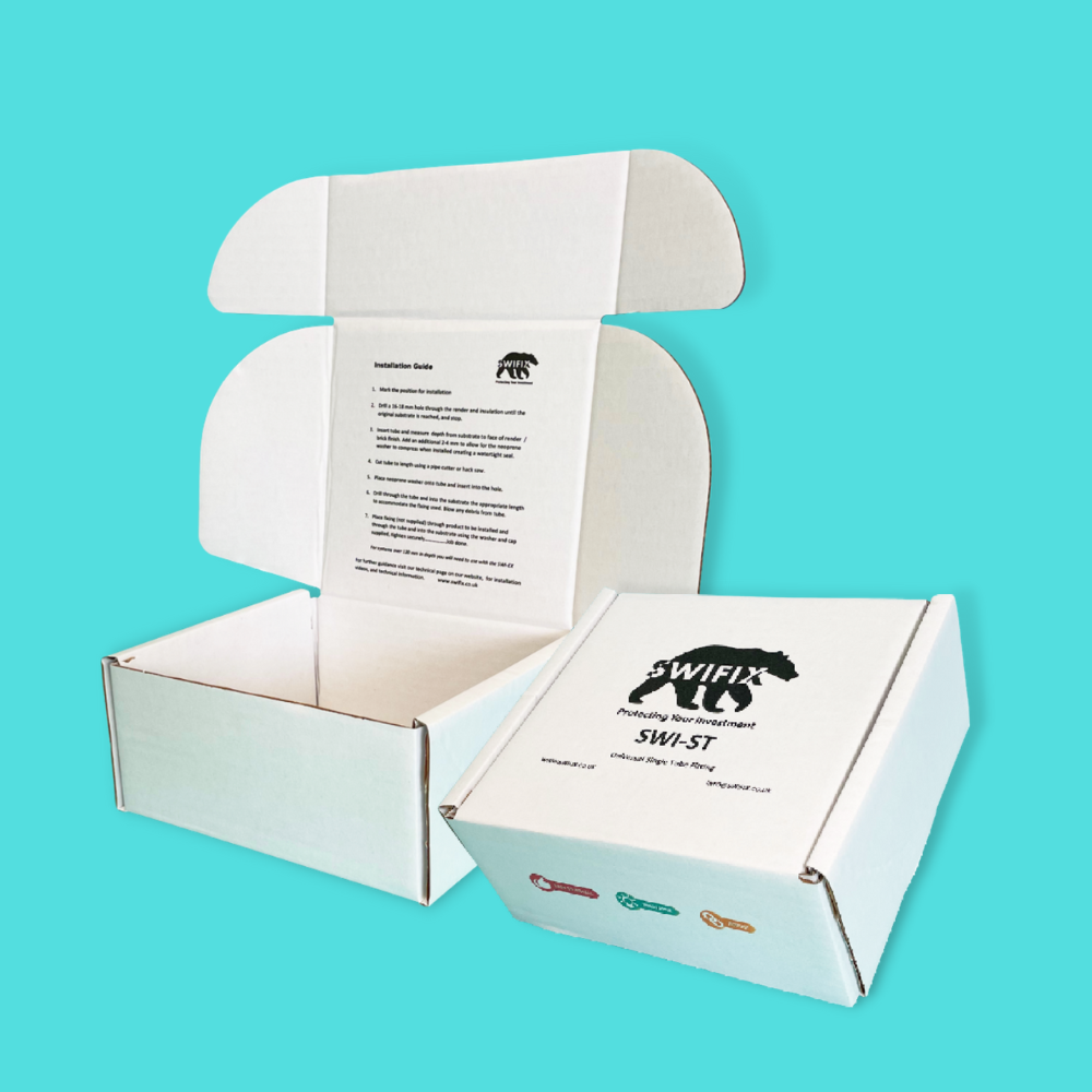 Customised Printed White Postal Boxes - 240x240x80mm - Sample