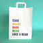Customised Printed White Tape Handle Paper Carrier Bags - 305x127x406mm - Sample