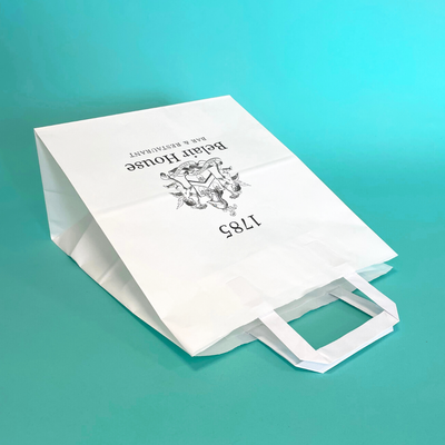 Customised Printed White Tape Handle Paper Carrier Bags - 305x127x406mm - Sample