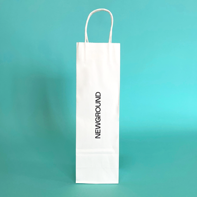 Customised Printed White Twist Handle Paper Carrier Bags - 110x85x360mm - Sample