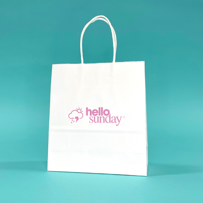 Customised Printed White Twist Handle Paper Carrier Bags - 190x80x210mm