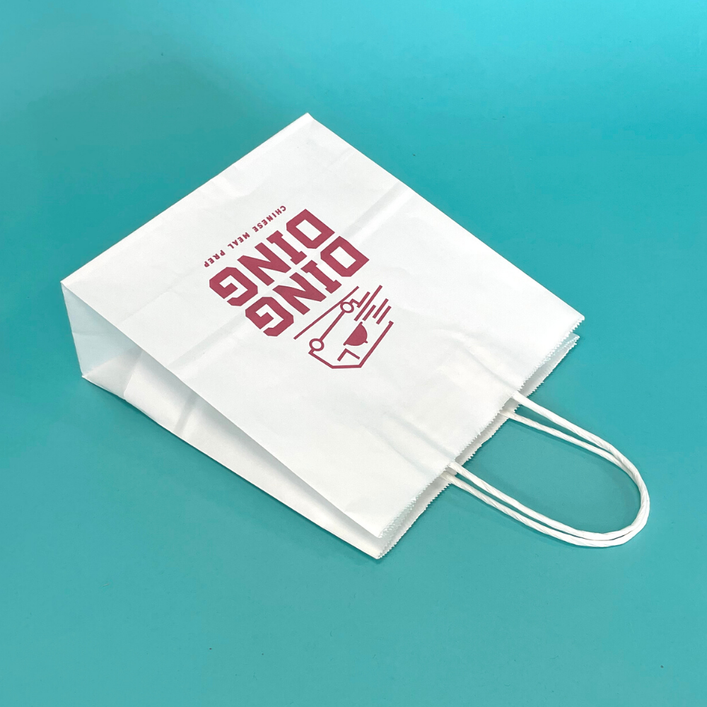 Customised Printed White Twist Handle Paper Carrier Bags - 190x80x210mm