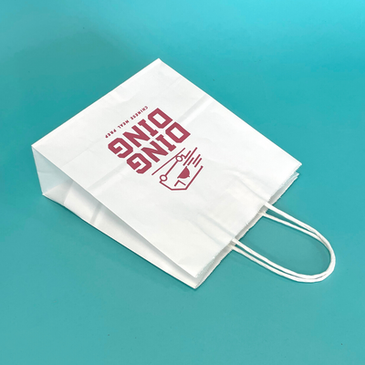 Customised Printed White Twist Handle Paper Carrier Bags - 240x110x310mm