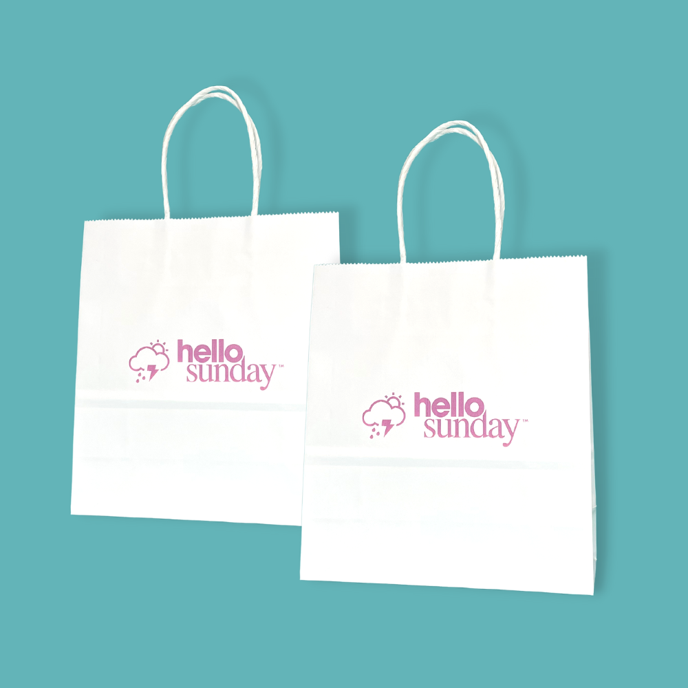 Customised Printed White Twist Handle Paper Carrier Bags - 190x80x210mm - Sample