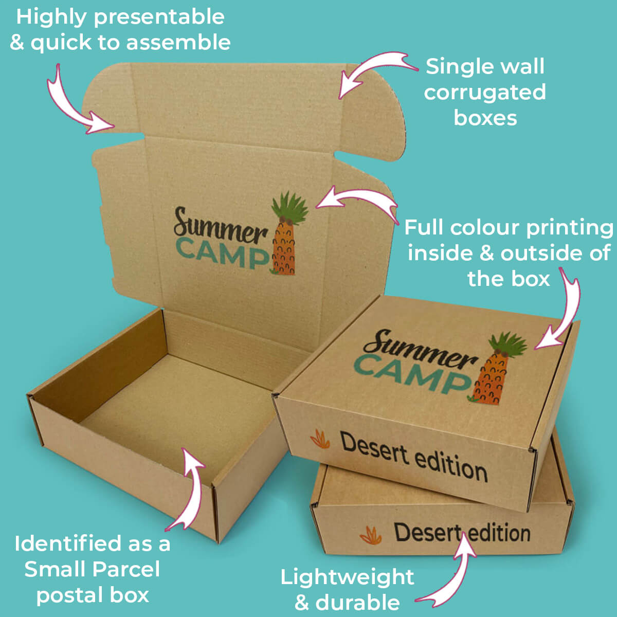 Customised Printed Brown Postal Boxes - 240x240x80mm - Sample