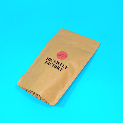 Customised Printed Brown Paper Stand-Up Pouches - 160x230x90mm