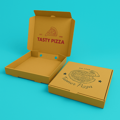 Customised Printed Brown 9 Inch Pizza Boxes - 229x229x38mm