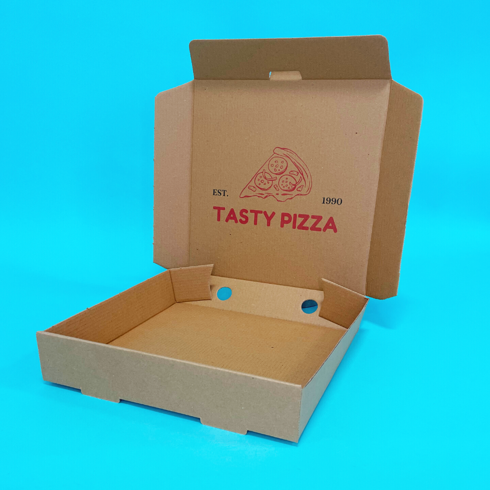 Customised Printed Brown 9 Inch Pizza Boxes - 229x229x38mm - Sample
