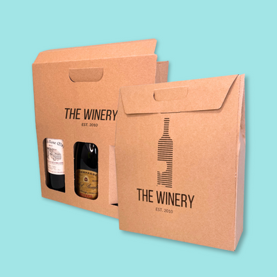 Customised Printed Triple Bottle Brown Pinch Top Boxes - 273x91x323mm