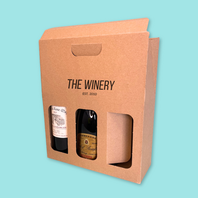Customised Printed Triple Bottle Brown Pinch Top Boxes - 273x91x323mm