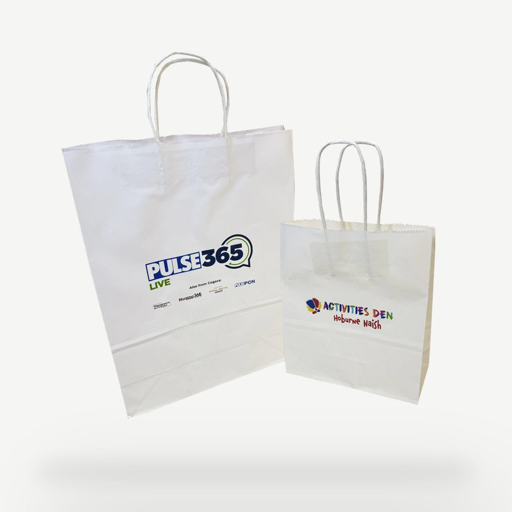 Customised Printed Twist Handle Paper Carrier Bags Printed Sample
