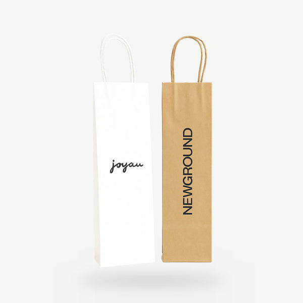 Fast Custom Printed Wine Bottle Paper Carrier Bags Twist Handle - Main Image