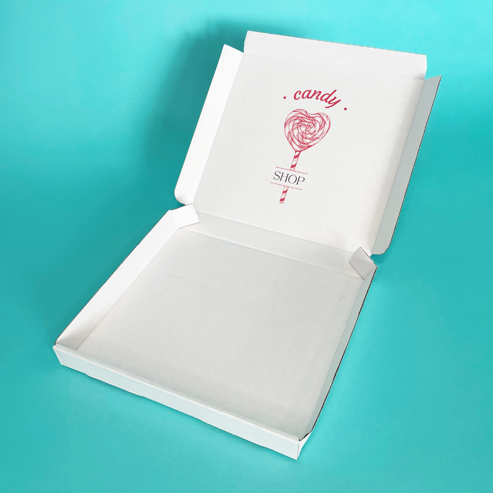 Customised Printed White Postal Boxes - 175x165x22mm - Sample