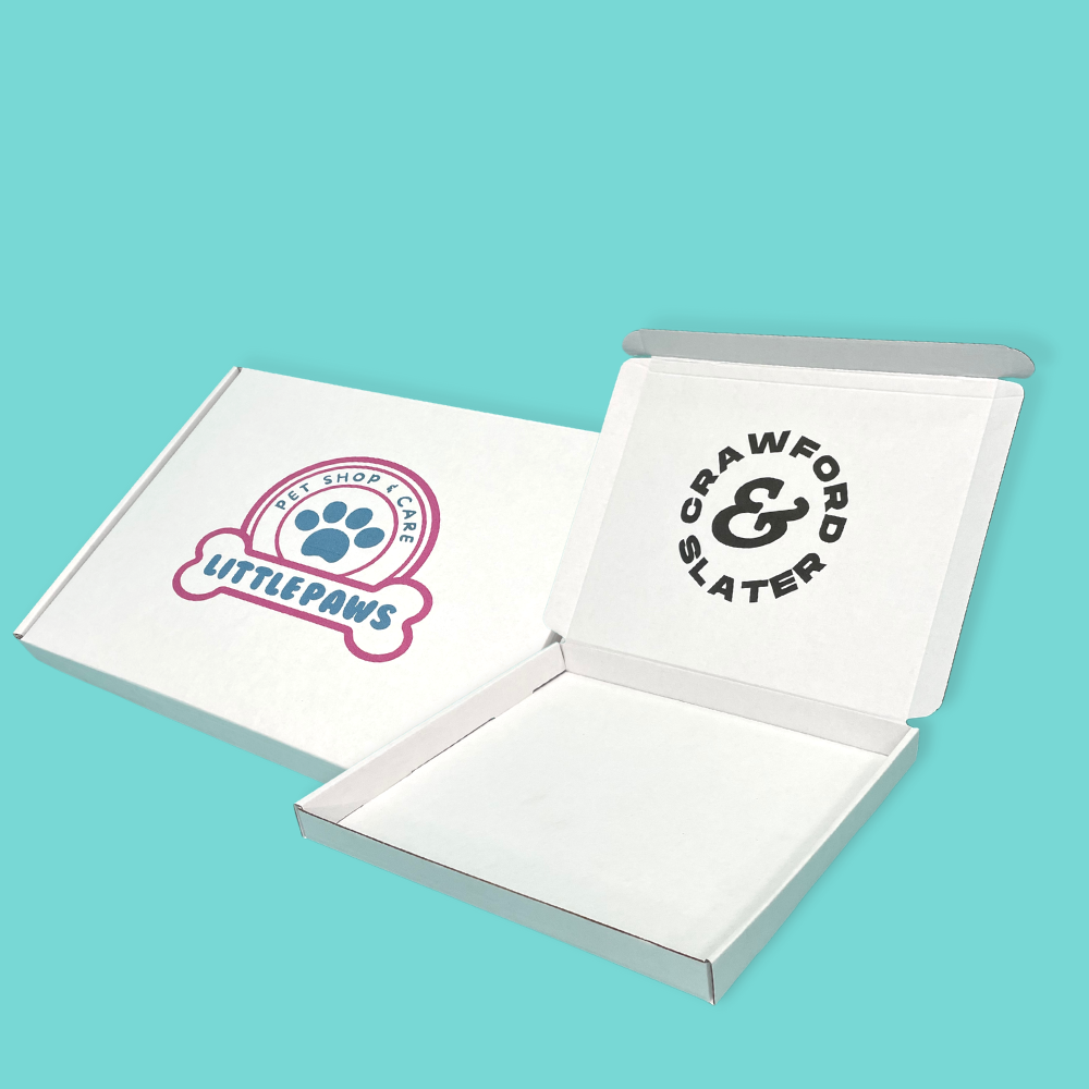 Customised Printed White Postal Boxes - 265x220x23mm - Sample