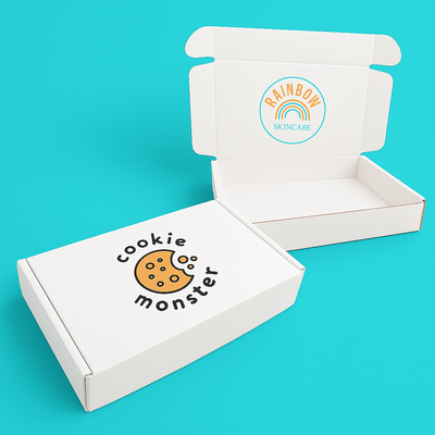 Customised Printed White Postal Boxes - 340x210x50mm