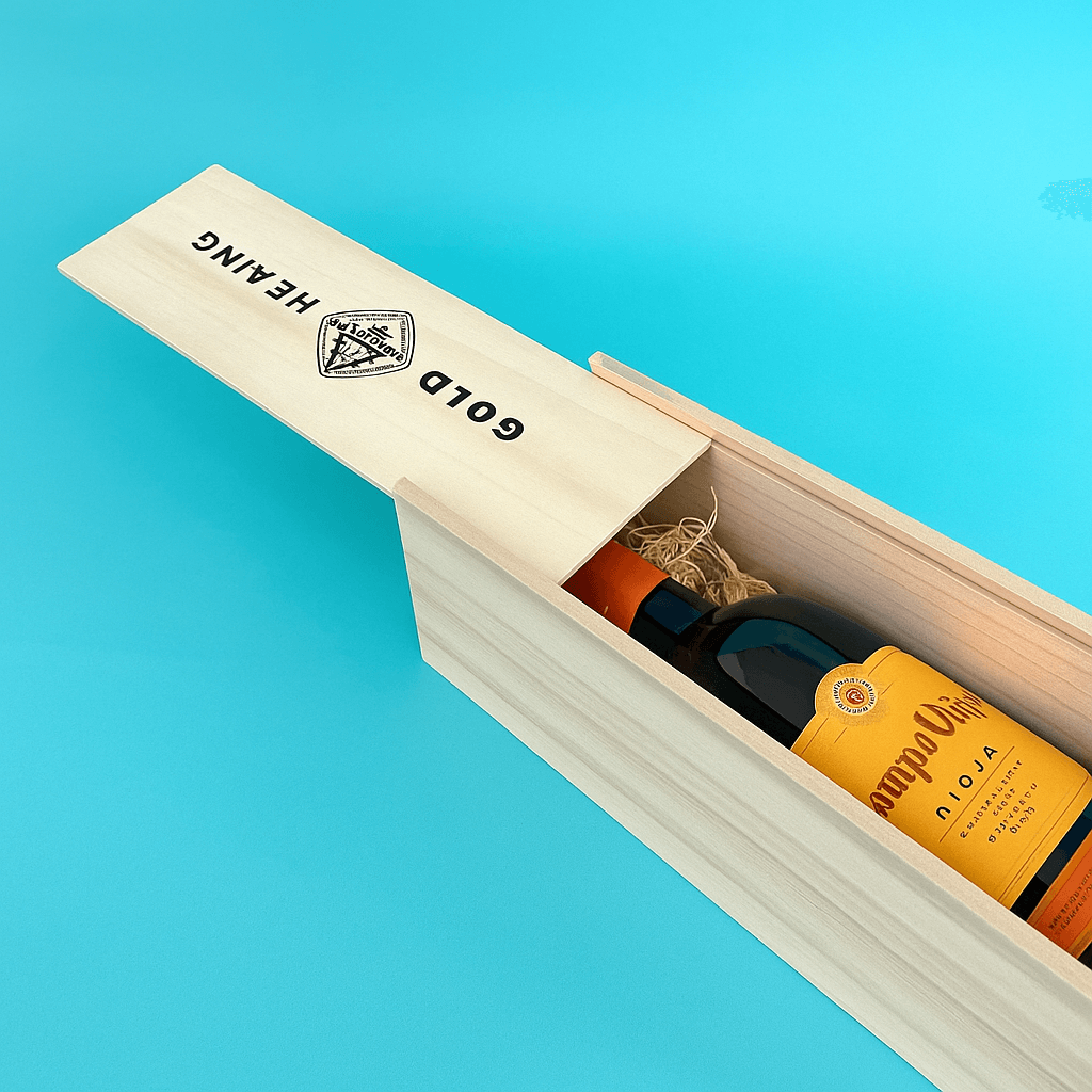 Customised Printed Wooden Bottle Boxes - 335x95x95mm