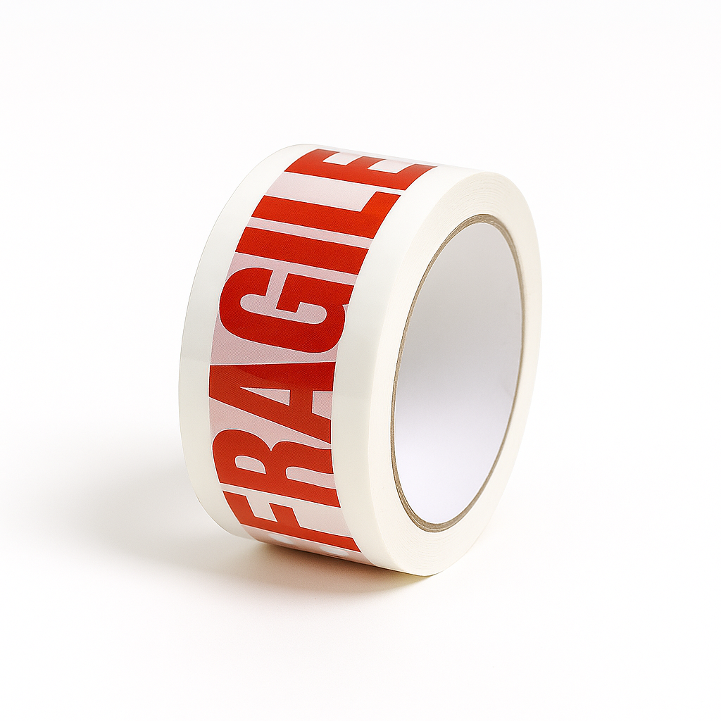 White &amp; Red &#39;Fragile&#39; Packing Warning Tape - 48mm x 66m