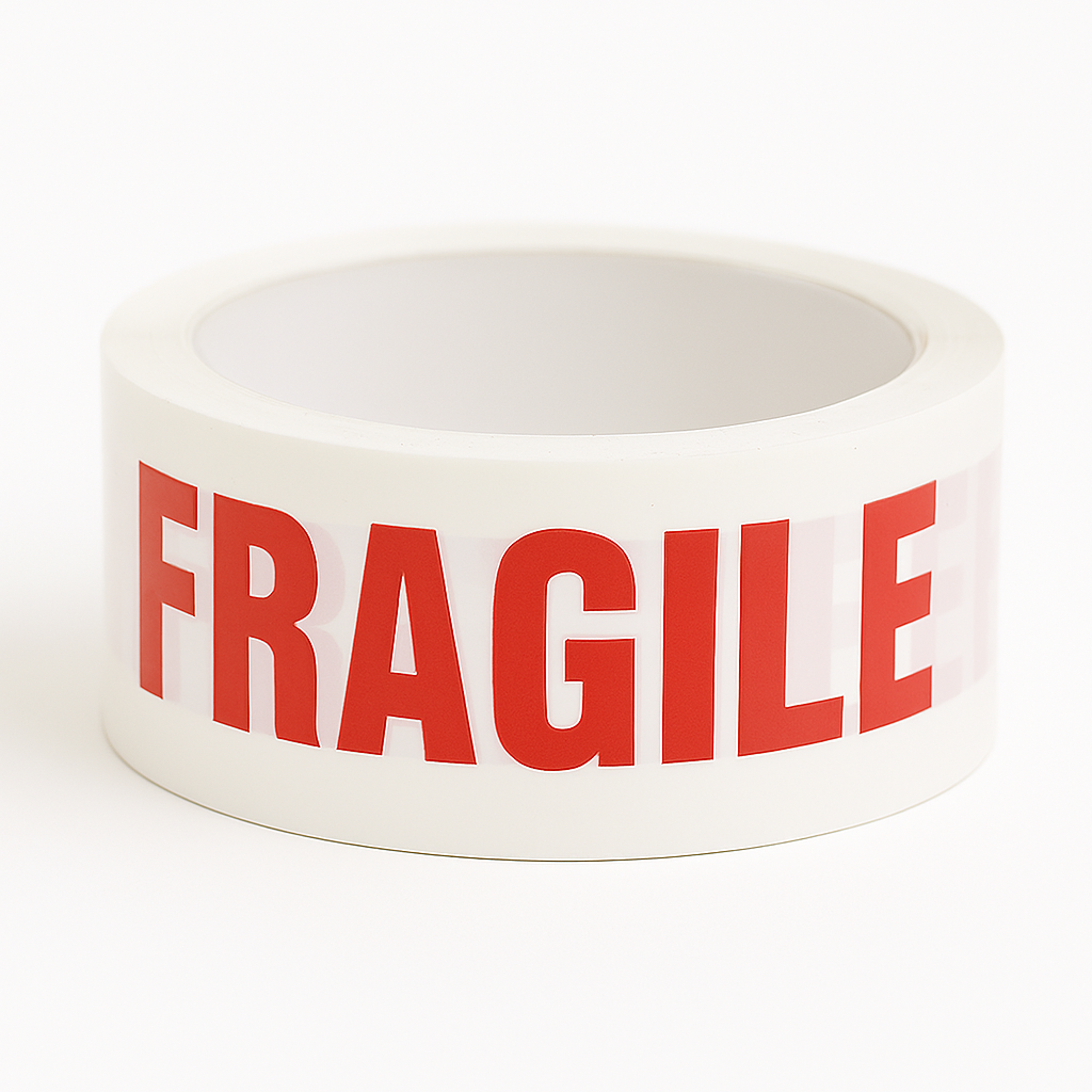 White &amp; Red &#39;Fragile&#39; Packing Warning Tape - 48mm x 66m