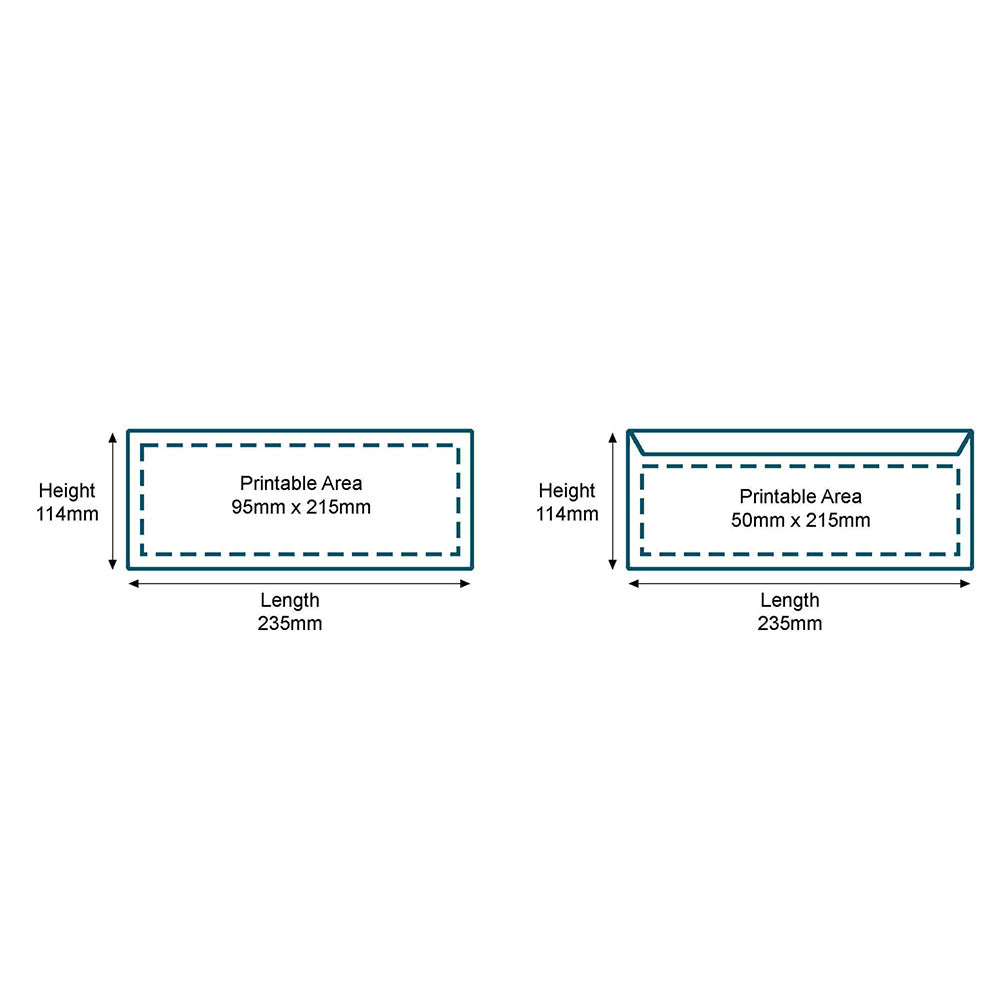 Customised Printed Gummed Folding Inserting Machine DL Non Windowed Envelopes - 114x235mm