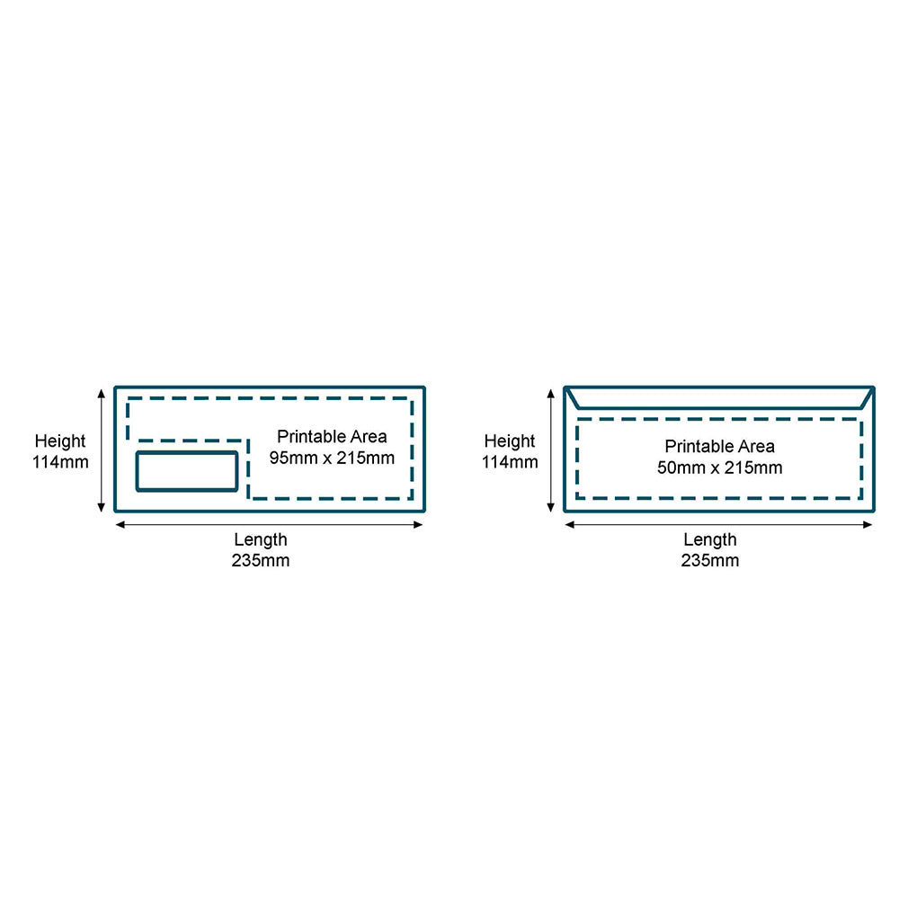Customised Printed Gummed Folding Inserting Machine DL Windowed Envelopes - 114x235mm