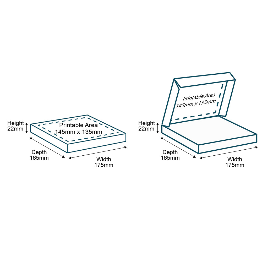 Customised Printed White Postal Boxes - 175x165x22mm - Sample