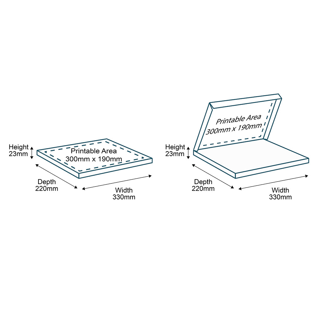 Customised Printed White Postal Boxes - 330x220x23mm - Sample