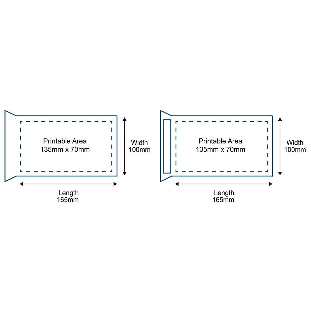 Customised Printed White Padded Envelopes - 100x165mm