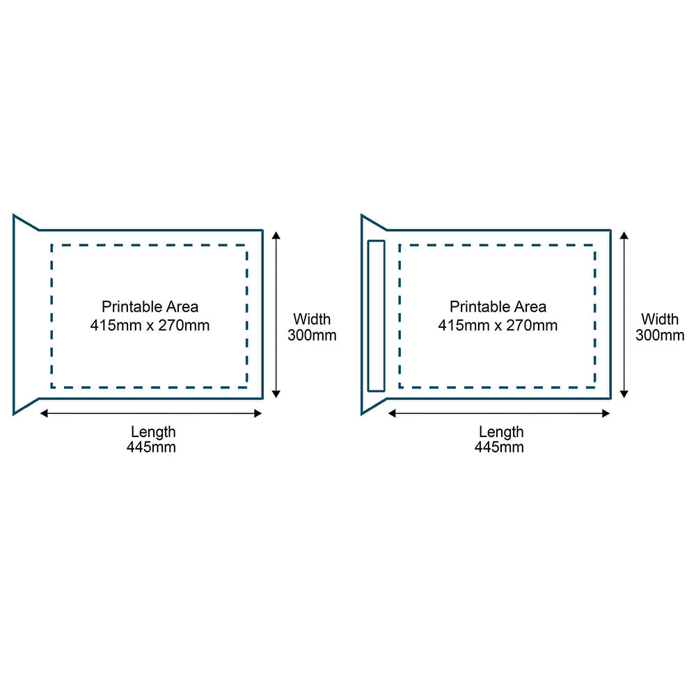 Customised Printed White Padded Envelopes - 300x445mm - Sample