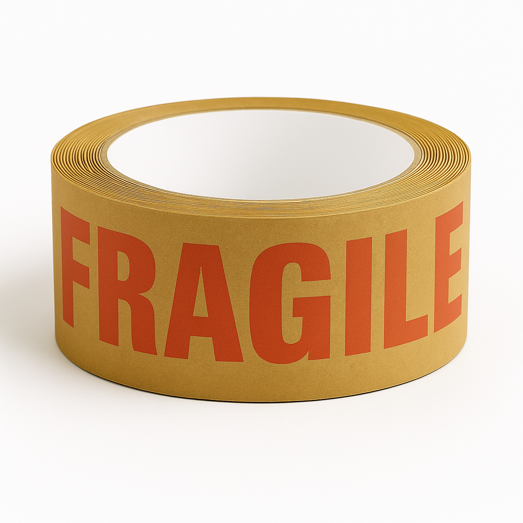 Paper Kraft &#39;Fragile&#39; Packing Warning Tape - 50mm x 50m