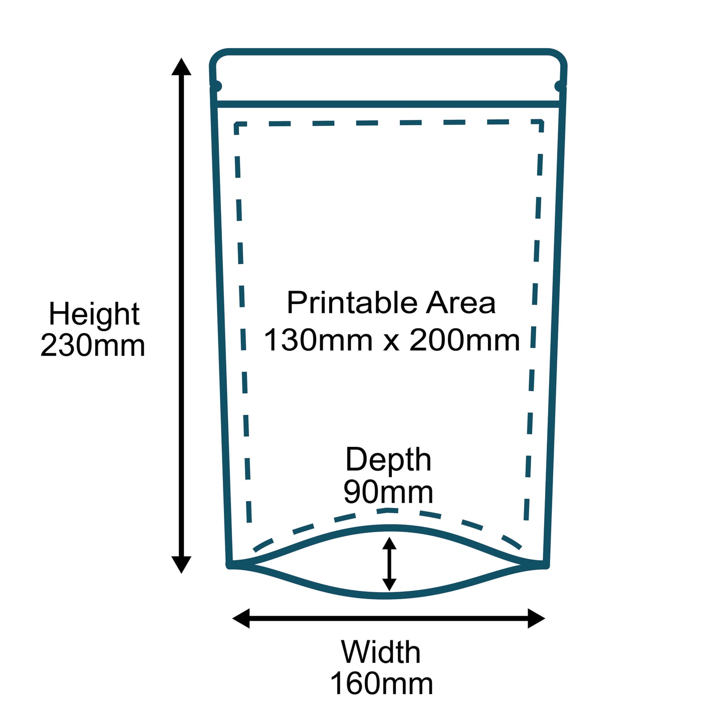 Customised Printed Brown Paper Stand-Up Pouches - 160x230x90mm