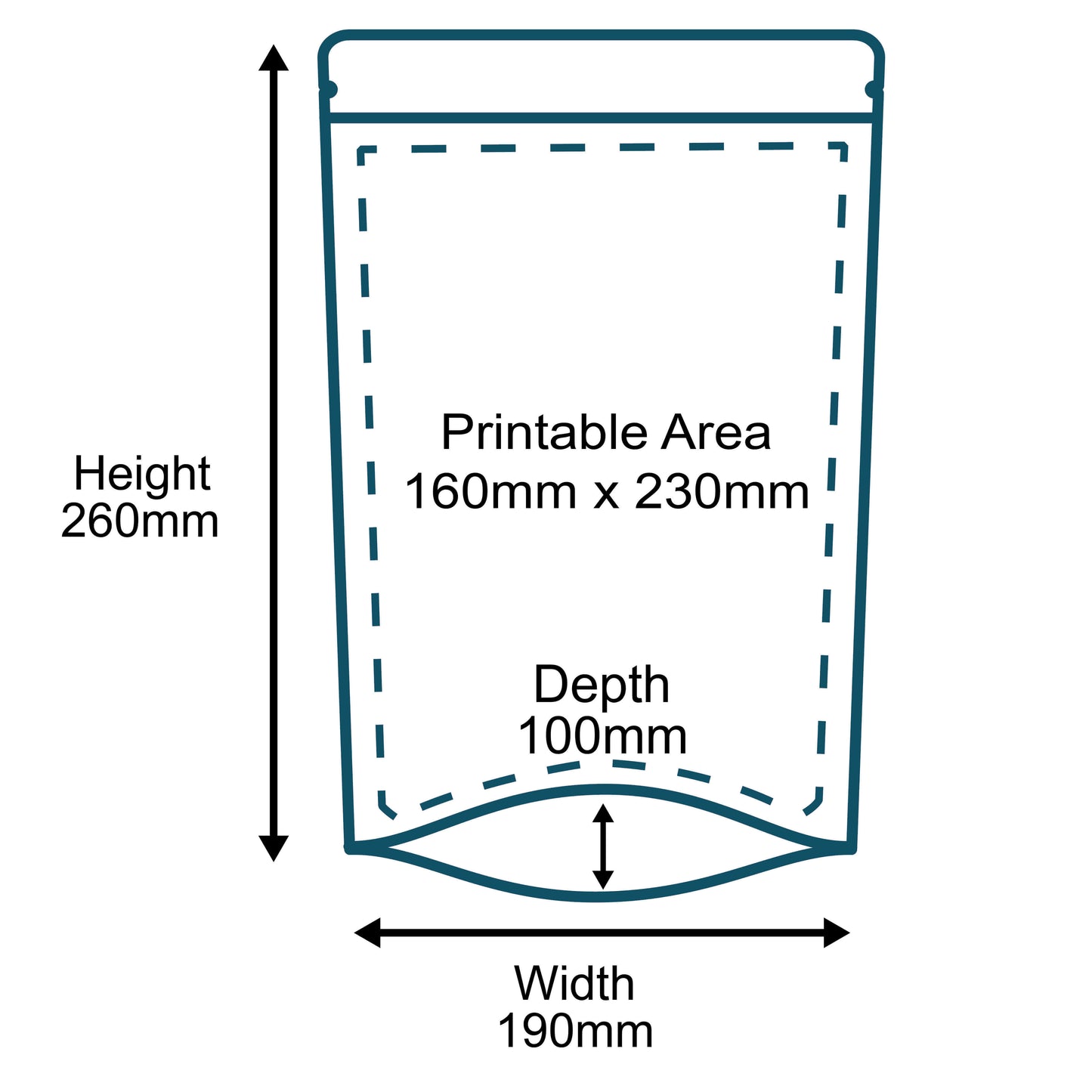 Customised Printed Brown Paper Stand-Up Pouches - 190x260x100mm - Sample