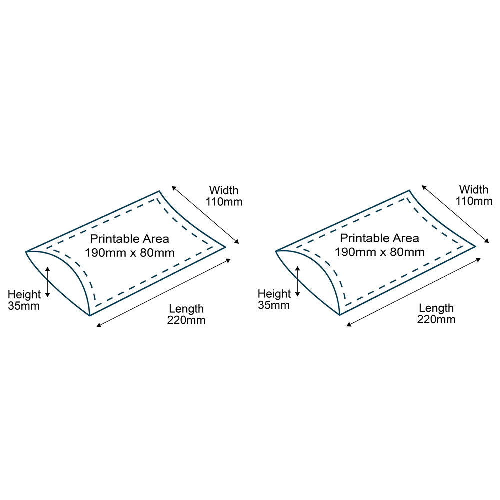 Customised Printed Brown DL Pillow Boxes - 220x110x35mm
