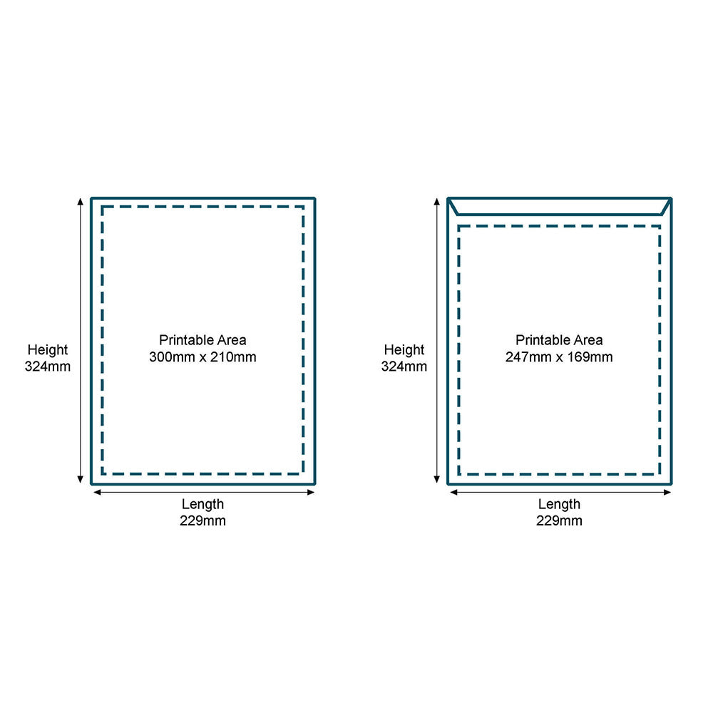 Customised Printed Self Seal C4 Non Windowed Pocket Envelopes - 324x229mm