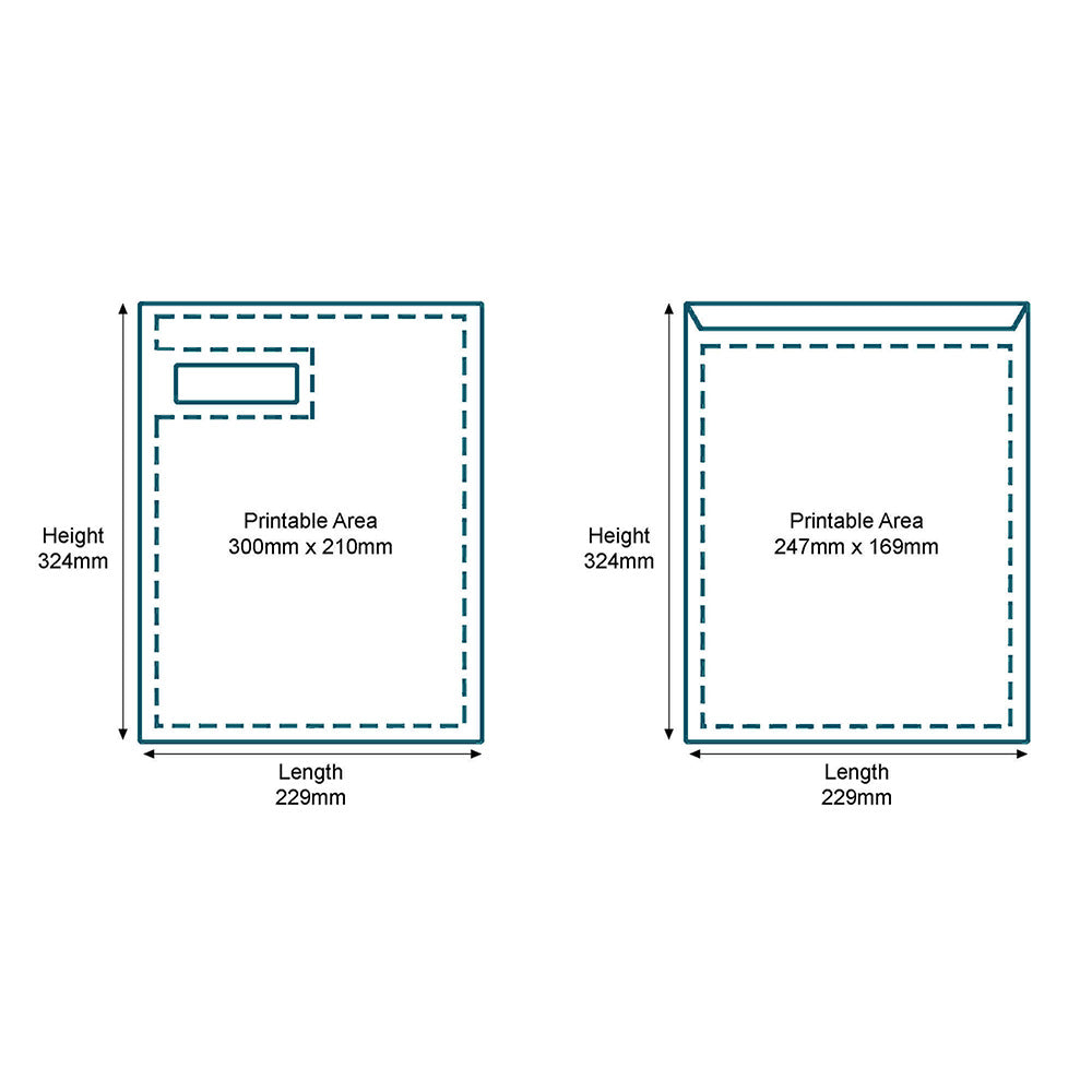 Customised Printed Self Seal C4 Windowed Pocket Envelopes - 324x229mm
