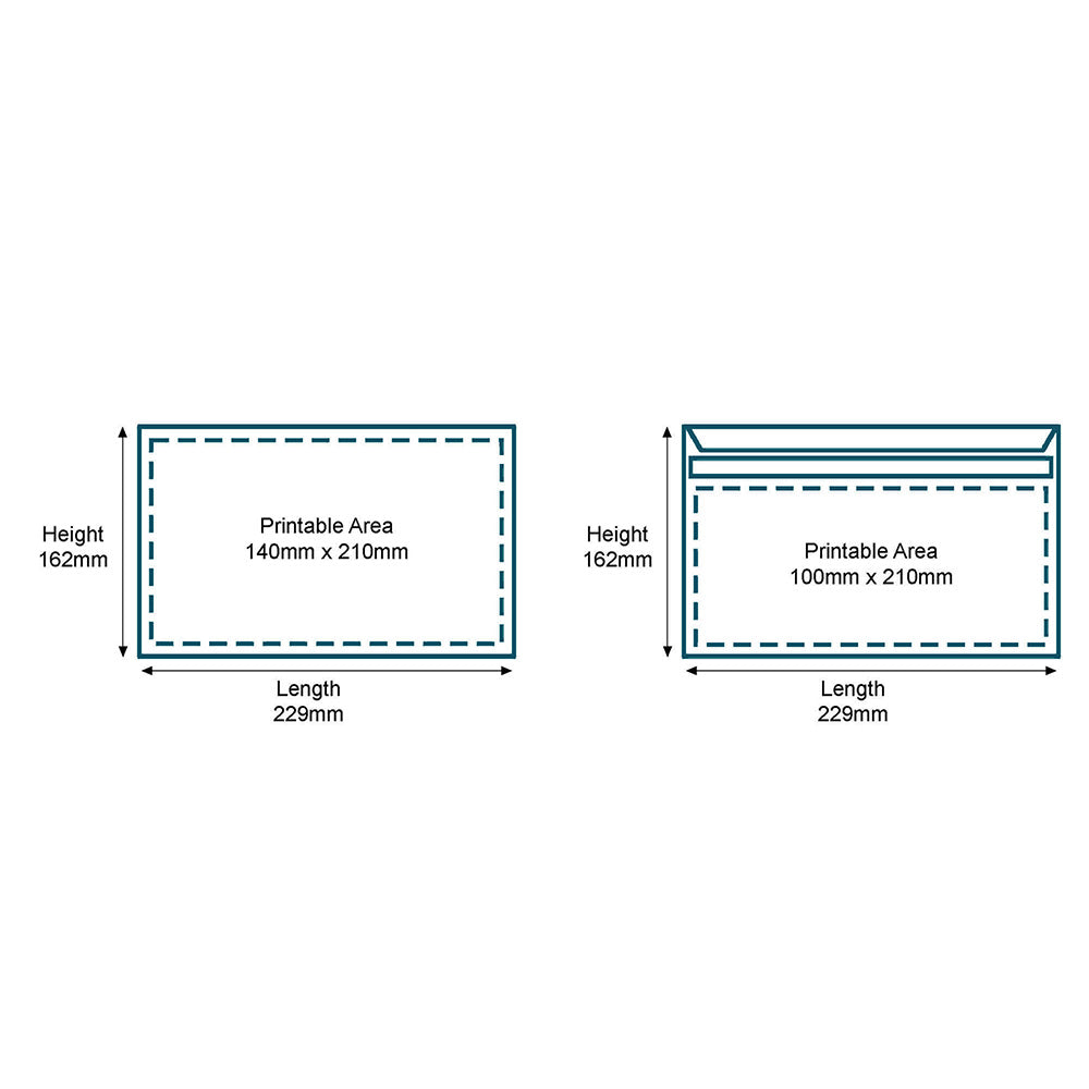 Customised Printed Self Seal C5 Non Windowed Wallet Envelopes - 162x229mm - Sample