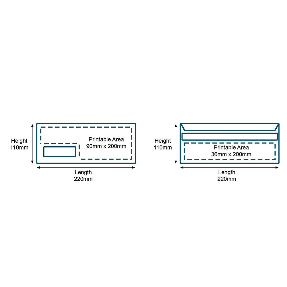 Customised Printed Self Seal DL Windowed Wallet Envelopes - 110x220mm - Sample